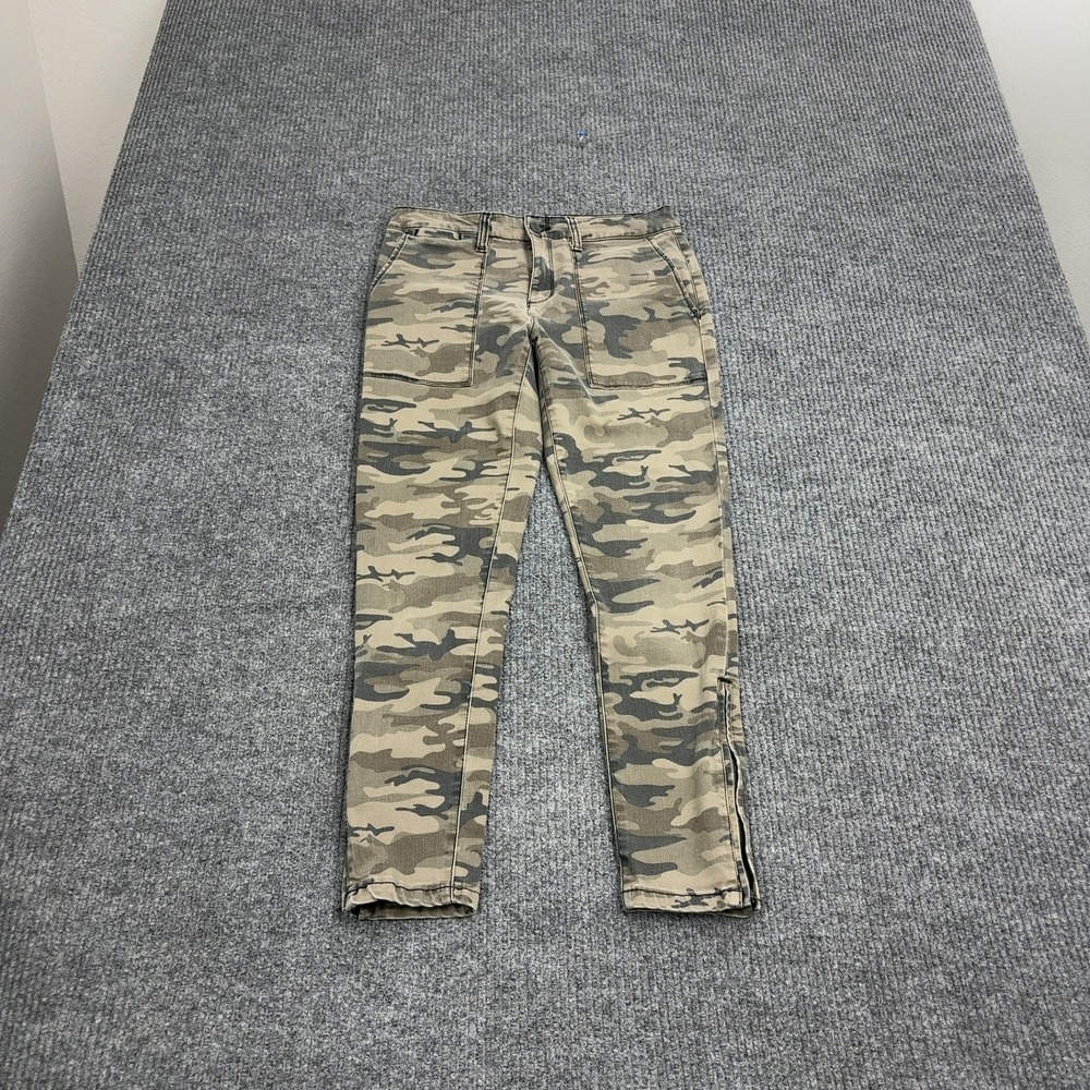 Sanctuary Pants Womens 29 Green Camo Cotton Blend Ankle Zip Utility Skinny Cargo
